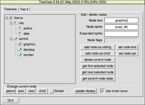 An example tree nested in tabs